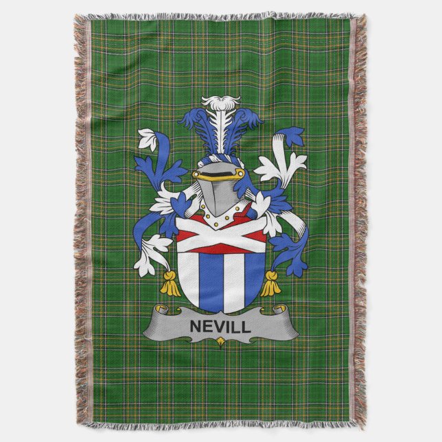 Irish Nevill oder Neville Coat of Arms Familienwap Decke (Vorderseite Vertikal)
