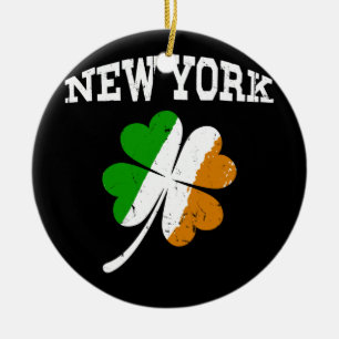 Irish New York St Patrick's Day Vintages Kleeblatt Keramik Ornament