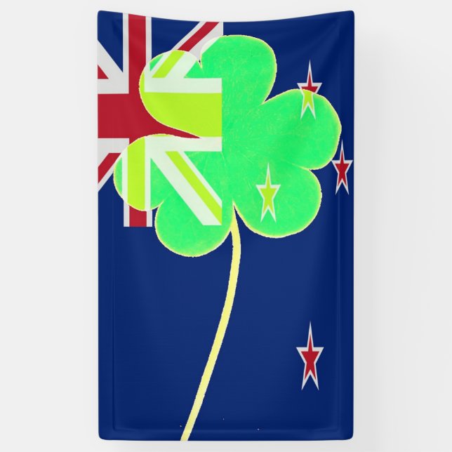 Irish New Zealand Flag Kleeblatt Clover St Patrick Banner (Vertikal)