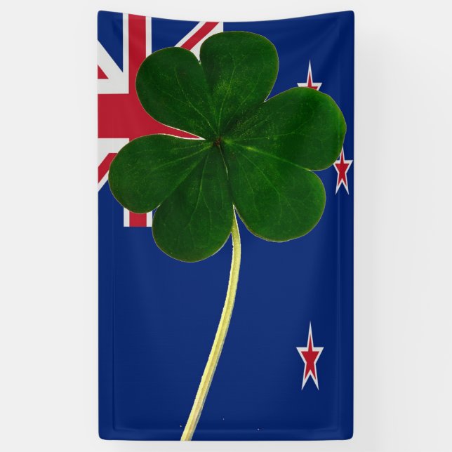 Irish New Zealand Flag Kleeblatt Clover St Patrick Banner (Vertikal)
