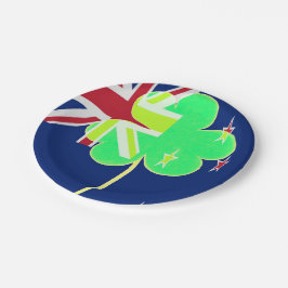 Irish New Zealand Flag Kleeblatt Clover St Patrick Pappteller