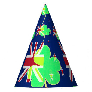 Irish New Zealand Flag Kleeblatt Clover St Patrick Partyhütchen
