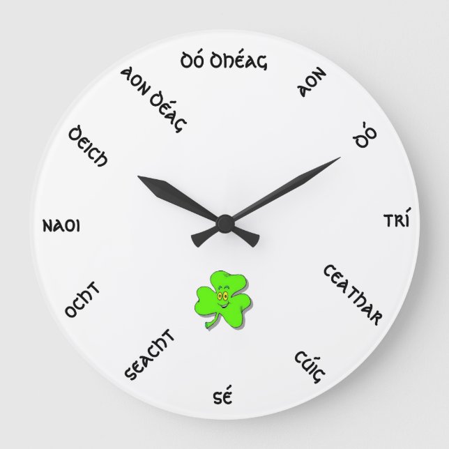 Irish Numbers Wall Clock arc1 Große Wanduhr (Vorderseite)