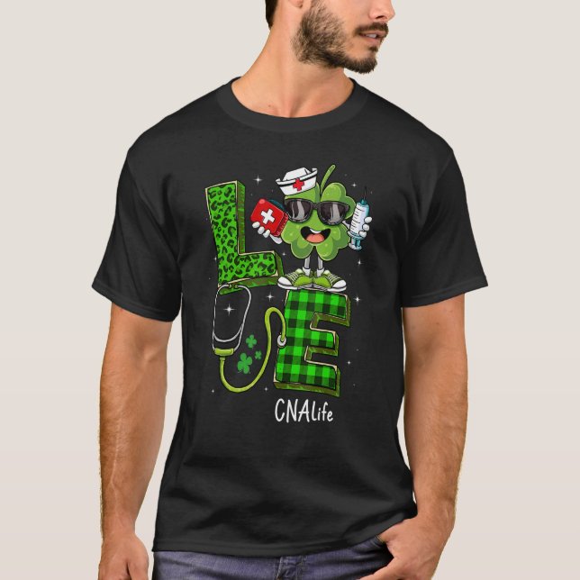 Irish Nurse St Patricks Day Green Leopard Liebe CN T-Shirt (Vorderseite)