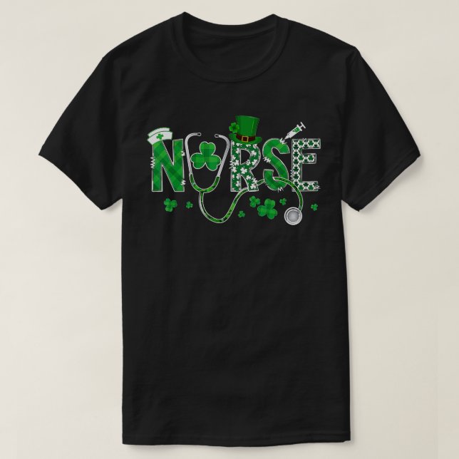 Irish Nurse St Patricks Day Kleeblatt Stethocsope  T-Shirt (Design vorne)