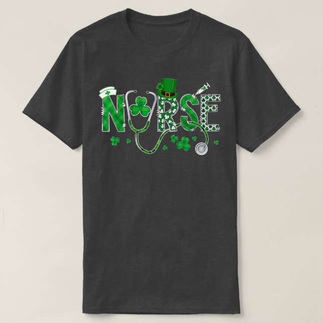 Irish Nurse St Patricks Day Kleeblatt Stethocsope  T-Shirt (Design vorne)