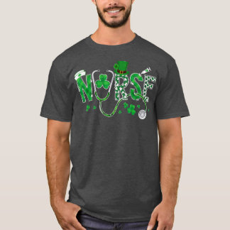 Irish Nurse St Patricks Day Kleeblatt Stethocsope  T-Shirt