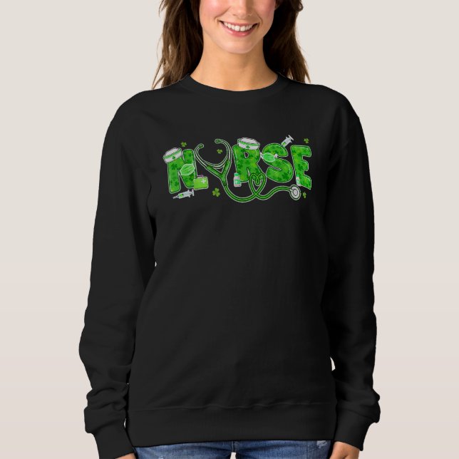 Irish Nurse St Patricks Day Shamrock Stethocsope W Sweatshirt (Vorderseite)