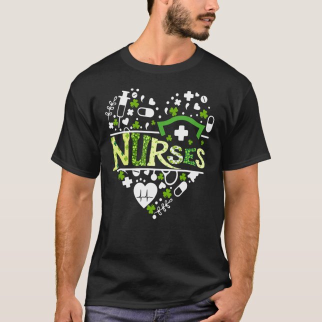 Irish Nurse Stethoscope Scrub St Patricks Day Nurs T-Shirt (Vorderseite)
