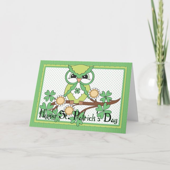 Irish Owl Happy St. Patrick's Day Grußkarte Karte (Vorderseite)