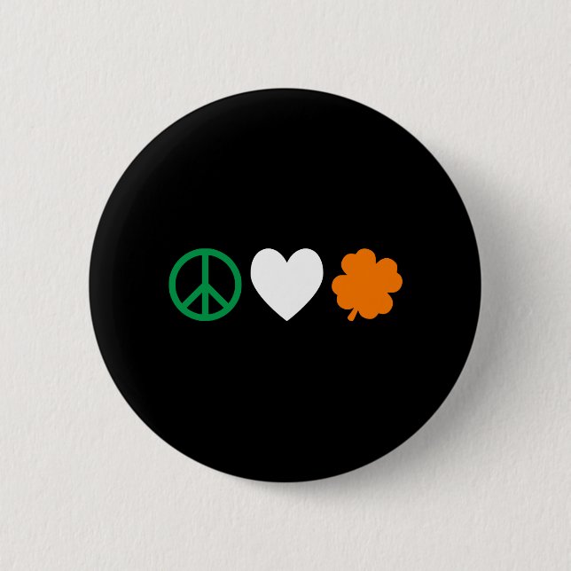 Irish Peace Liebe & Kleeblatts Button (Vorderseite)