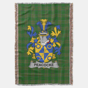 Irish Peacocke Coat of Arms Familienwappen Irland Decke