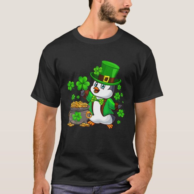 Irish Penguin Kleeblatt St Patricks Day Pinguin Ir T-Shirt (Vorderseite)