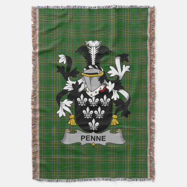 Irish Penne oder Penn Coat of Arms Familienwappen  Decke (Vorderseite Vertikal)