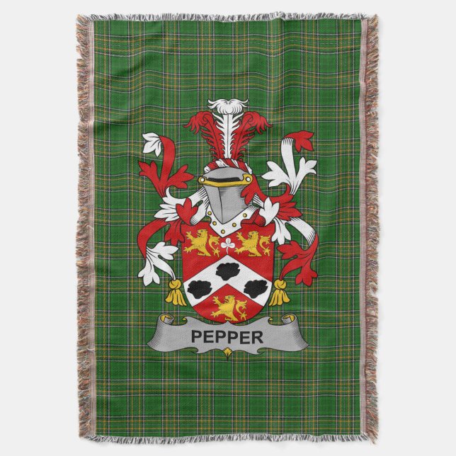 Irish Pepper Coat of Arms Familienwappen Irland Decke (Vorderseite Vertikal)
