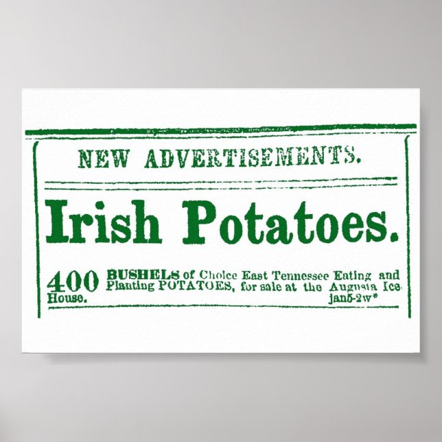 Irish Potato Newspaper Advertisement Zivil War Ära Poster (Vorne)