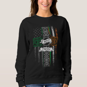 IRISH PRIDE American Flag Celtic Cross St Patricks Sweatshirt