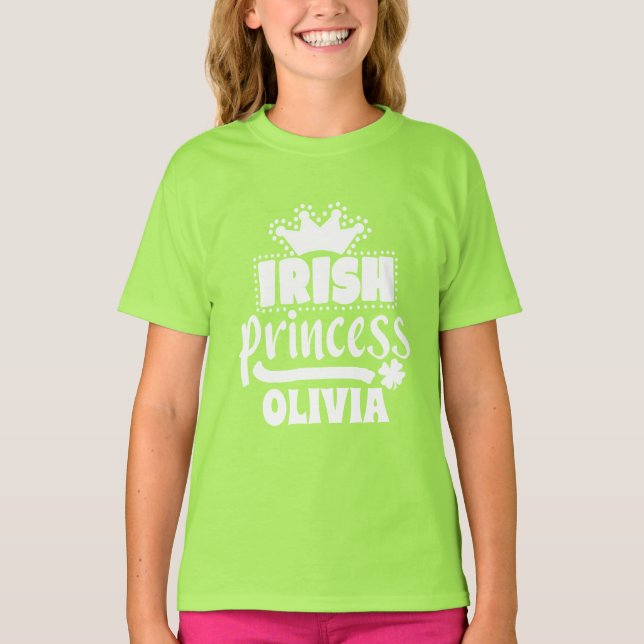 Irish Princess Crown Personalisiert Name T - Shirt (Vorderseite)