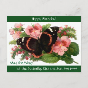 Irish Proverb Happy Birthday Butterfly PC carte po