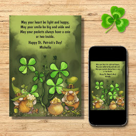 Irish Proverb, Leprechaun Gnomes St. Patrick's Day Feiertagskarte