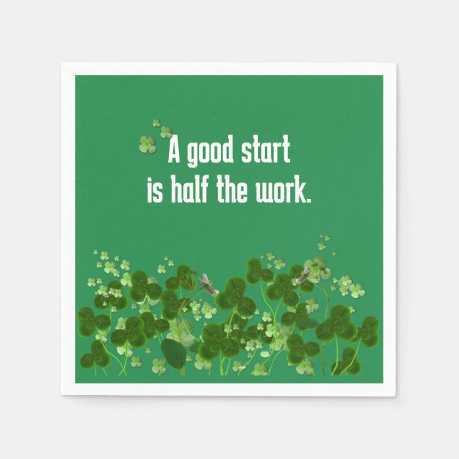 Irish Proverb on Green mit Kleeblättern Serviette (Vorderseite)