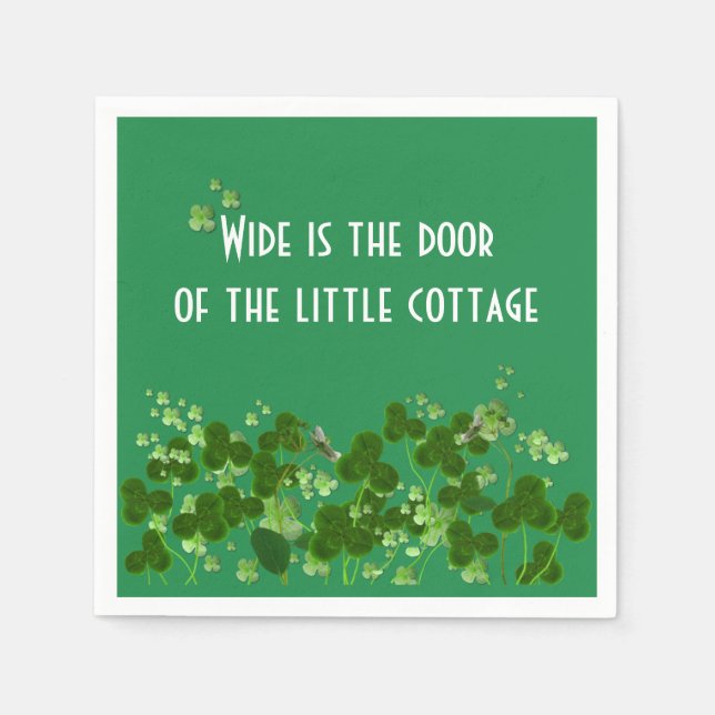 Irish Proverb on Green mit Kleeblättern Serviette (Vorderseite)
