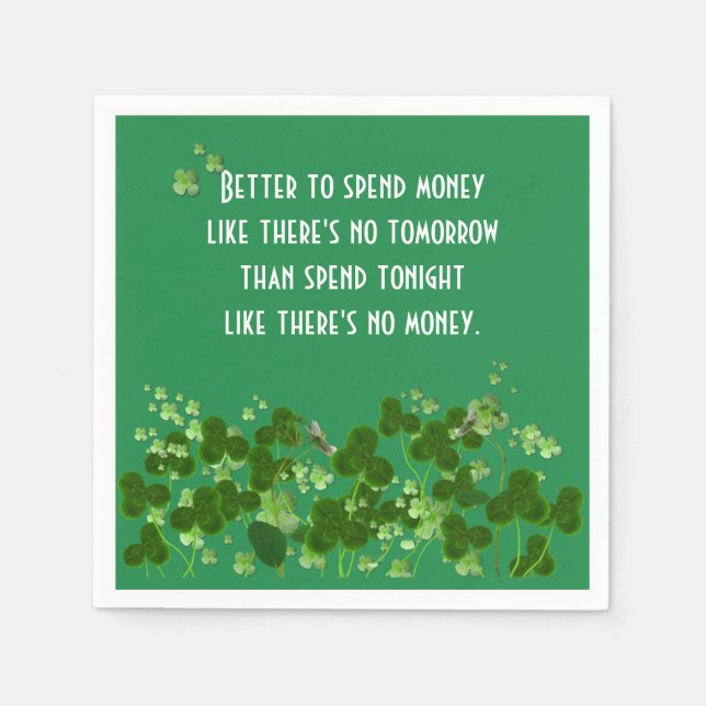 Irish Proverb on Green mit Kleeblättern Serviette (Vorderseite)