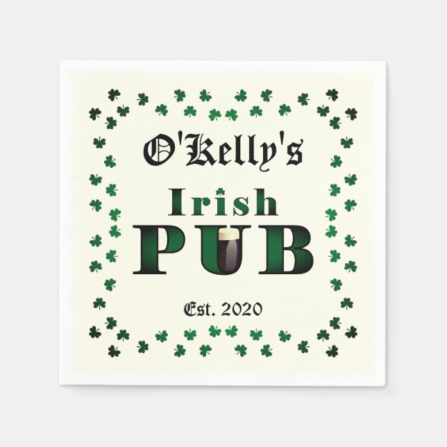 Irish Pub Bar Tavern Cocktail Drink Napkin Serviette (Vorderseite)