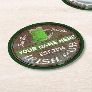 Irish Pub Bierfass Runder Pappuntersetzer