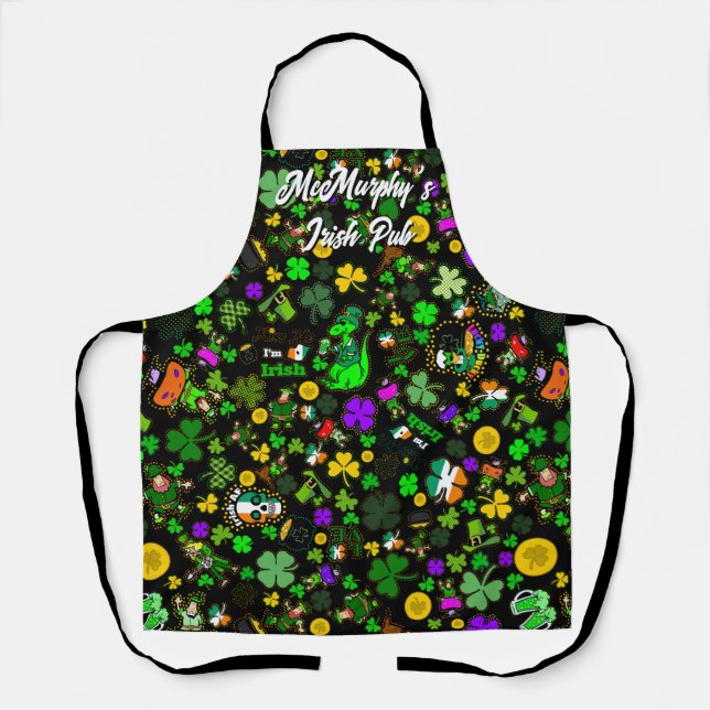 Irish Pub Leprechauns Kleeblatts Gold Coins Cloins Schürze (Vorderseite)