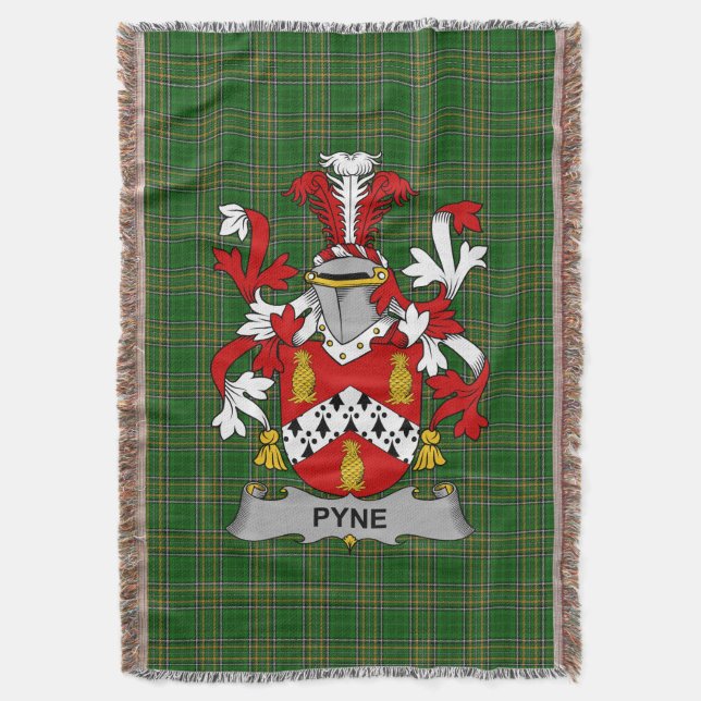 Irish Pyne Coat of Arms Familienwappen Irland Decke (Vorderseite Vertikal)