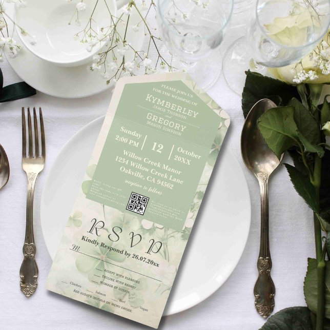 Irish QR-Code für botanische Blumenchartreuse All In One Einladung (Von Creator hochgeladen)