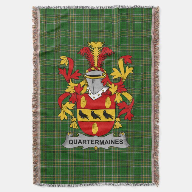 Irish Quartermaines Coat of Arms Familienwappen Ir Decke (Vorderseite Vertikal)