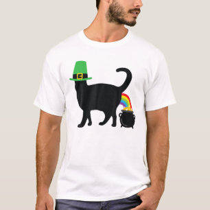 Irish Rainbow Cat Pot of Gold Funny St Patricks Da T-Shirt