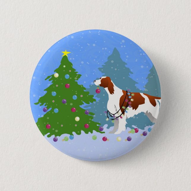 Irish Red and White Setter Decorating Tree Button (Vorderseite)