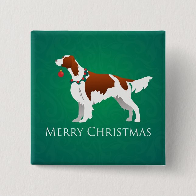 Irish Red and White Setter Frohe Weihnachtsgestalt Button (Vorderseite)