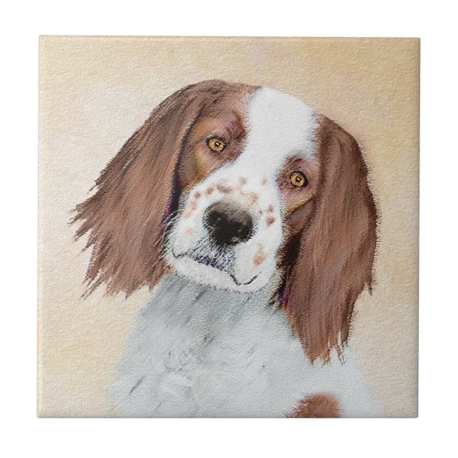 Irish Red and White Setter Painting - Original Art Fliese (Vorderseite)