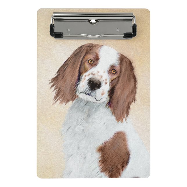 Irish Red and White Setter Painting - Original Art Mini Klemmbrett (Vorderseite)