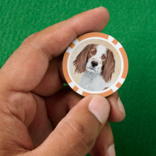Irish Red and White Setter Painting - Original Art Pokerchips