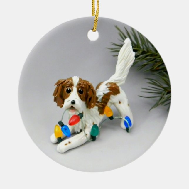 Irish Red and White Setter Weihnachtsdekoration Keramik Ornament (Vorne)