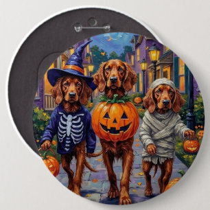Irish Red Setter beim Trick-or-Treaten Halloween Button
