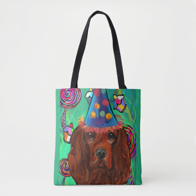 Irish Red Setter Birthday Tasche (Vorderseite)