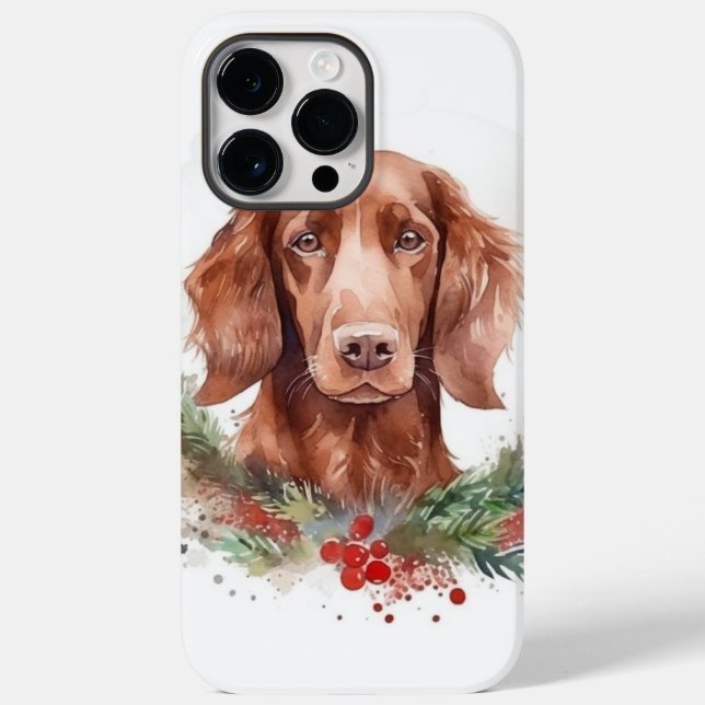 Irish Red Setter Christmas Wreath Festivals Case-Mate iPhone 14 Pro Max Hülle (Rückseite)
