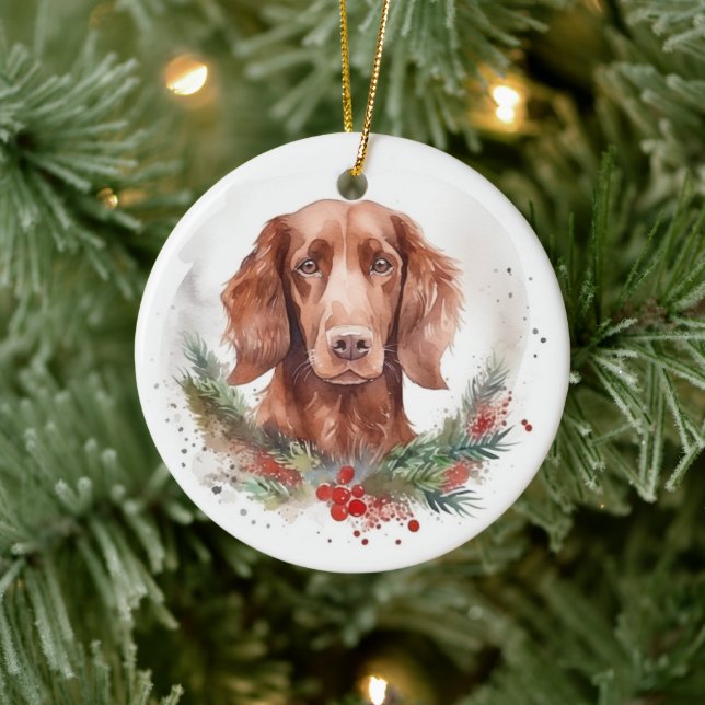 Irish Red Setter Christmas Wreath Festivals Keramik Ornament (Baum)