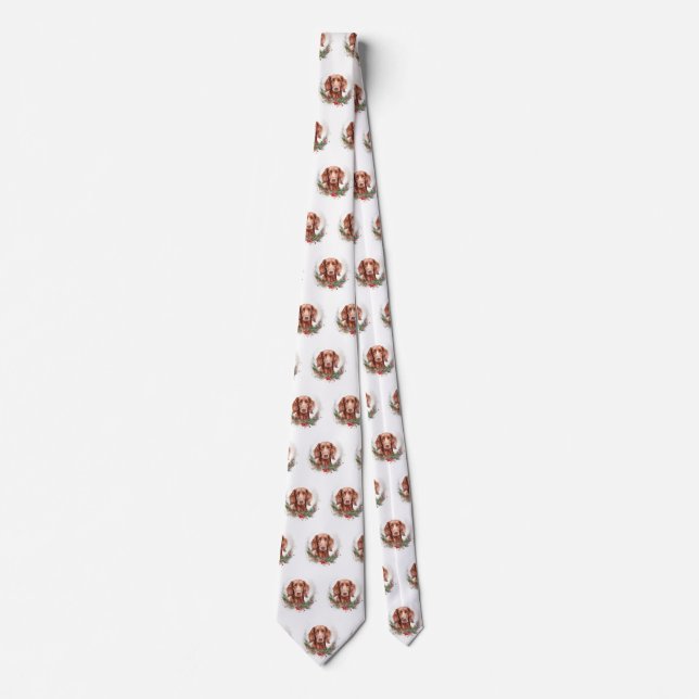 Irish Red Setter Christmas Wreath Festivals Krawatte (Vorderseite)