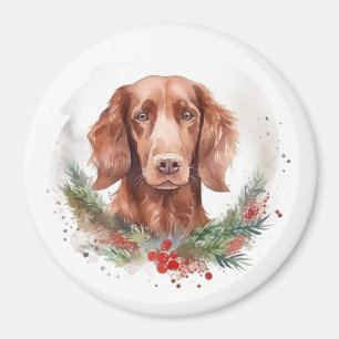 Irish Red Setter Christmas Wreath Festivals Magnet