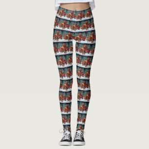 Irish Red Setter Dog in Schnee Weihnachten Leggings