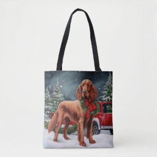 Irish Red Setter Dog in Schnee Weihnachten Tasche