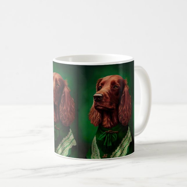 Irish Red Setter Dog in St. Patrick's Day Dress Kaffeetasse (VorderseiteRechts)