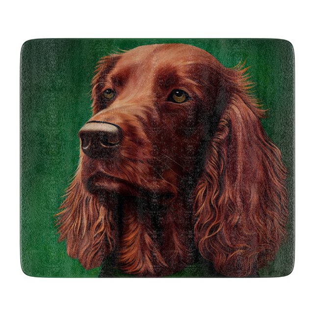 Irish Red Setter Dog in St. Patrick's Day Dress Schneidebrett (Vorderseite)